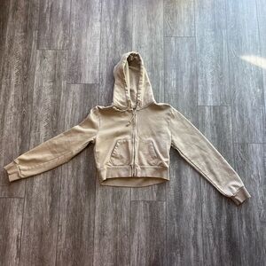 Brandy Melville Beige Zip-Up Hoodie